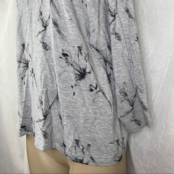 🫶🏼 Heather Grey Floral Print Slouchy Dolman Sleeve Stretch Shirt Forever 21 XS - Picture 7 of 16